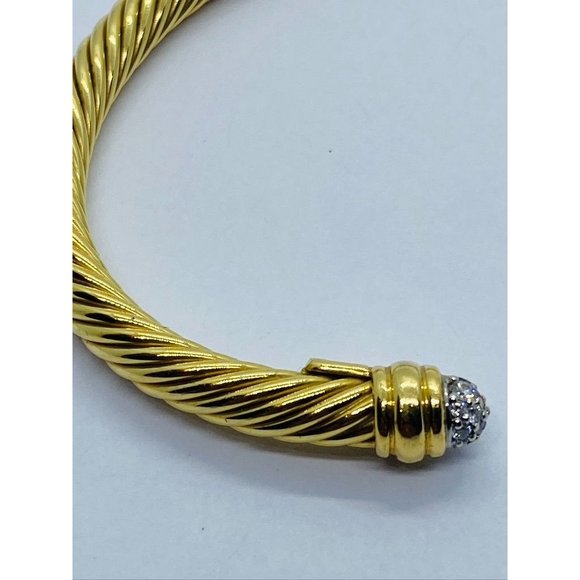SOLD!!! DAVID YURMAN 18K YELLOW GOLD AND DIAMOND CLASSIC CABLE BANGLE - Picture 4 of 11
